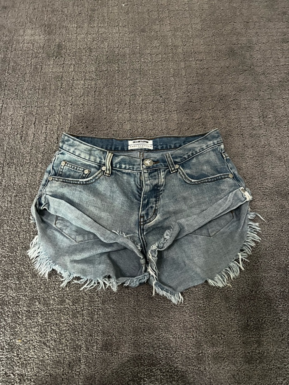 One Teaspoon Distressed Light Blue Denim Cutoff Shorts